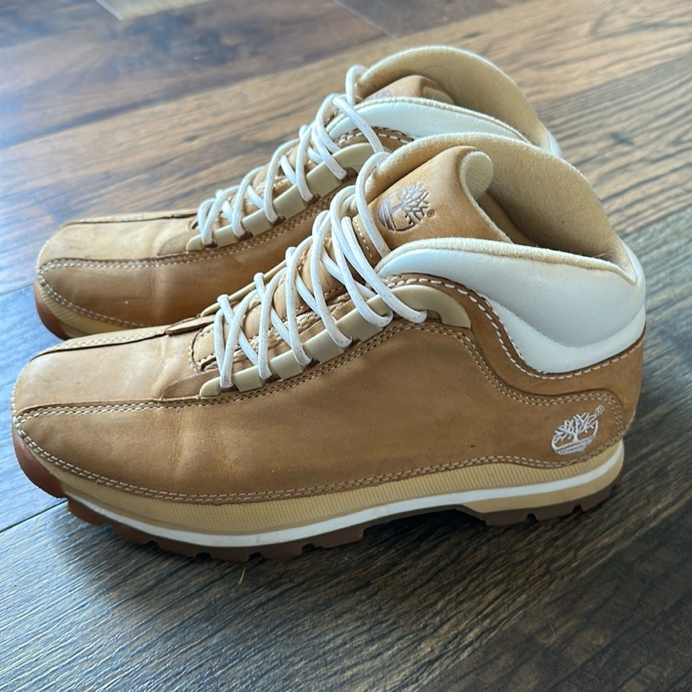 Timberland Tan and Cream Lace Up Boots